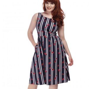 Rare Pinup Nautical Dress with Pockets Size 18